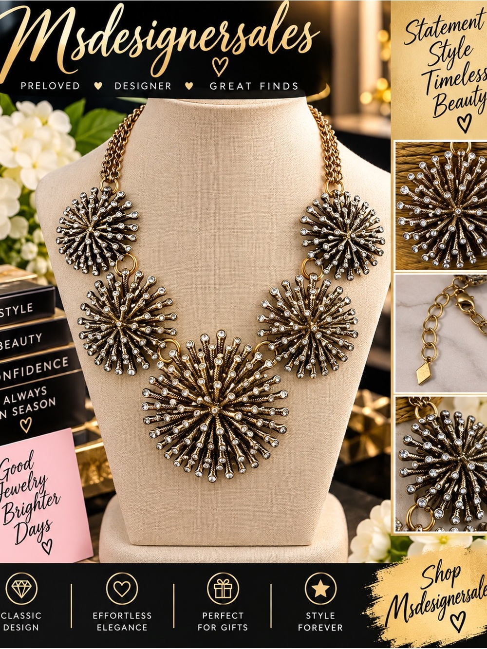 Gold and Silver Sparkling Starburst Necklace